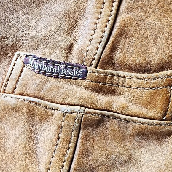 Vintage Marlboro Classics Tan Leather Vest - Men's Large - Picture 11 of 11